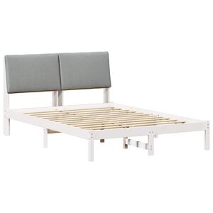vidaXL Bettgestell Wei&szlig; und Hellgrau 140 x 190 cm Massivholz Kiefer