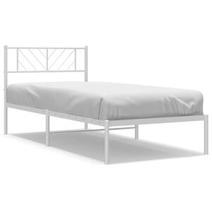 vidaXL Bettgestell mit Kopfteil Metall Wei&szlig; 90x190 cm
