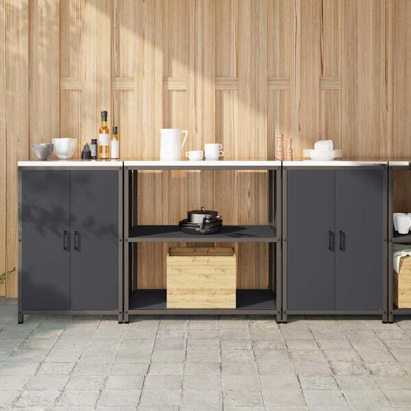 vidaXL Aufbewahrungsset f&uuml;r die K&uuml;che mit Regal 3 pcs Anthrazit