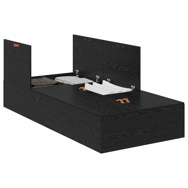 vidaXL Aufbewahrungsbettgestell Schwarz Eichen-Optik 80 x 200 cm