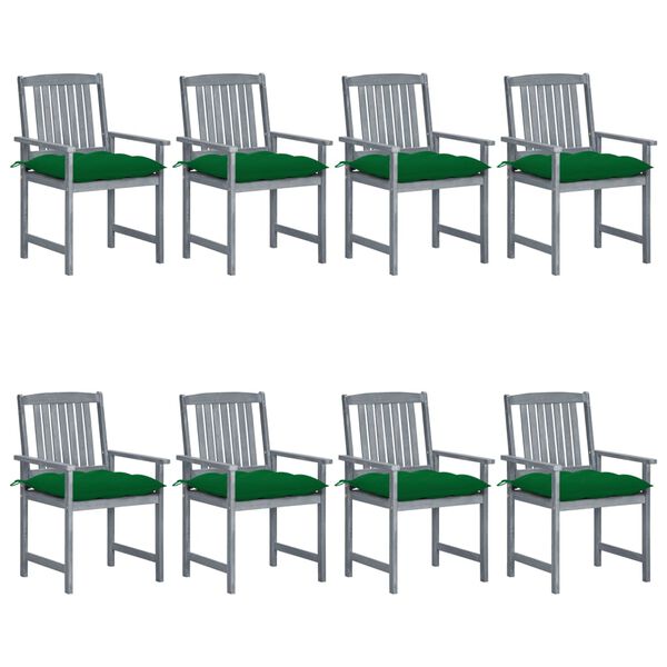 vidaXL Gartenst&uuml;hle mit Kissen 8 Stk. Massivholz Akazie Grau