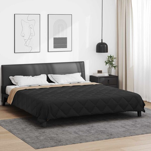 vidaXL Sommerdecke Schwarz und Taupe 220 x 260 cm Mikrofaser