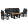 vidaXL Gartensofa-set 6 stk. Schwarz und Dunkelgrau Poly-Rattan