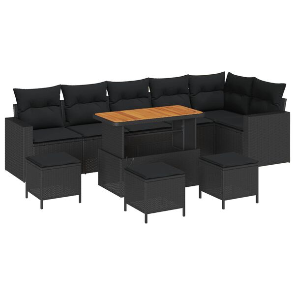 vidaXL Gartensofa-set mit Kissen 12 pcs Schwarz Poly-Rattan