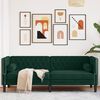 vidaXL Chesterfield-Sofa mit Nackenrollen 3-Sitzer Dunkelgr&uuml;n Samt