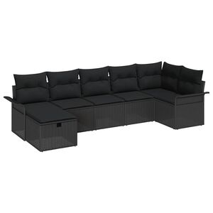 vidaXL Gartensofa-set 7 stk. Schwarz Poly-Rattan