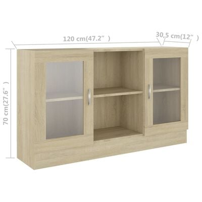 vidaXL Vitrinenschrank Sonoma-Eiche 120x30,5x70 cm Holzwerkstoff