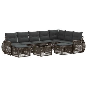 vidaXL Gartensofa-set 10 stk. Grau Poly-Rattan