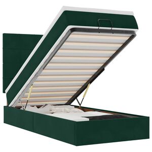 vidaXL Ottoman-Bett mit Matratzen Dunkelgr&uuml;n 80x200 cm Samt