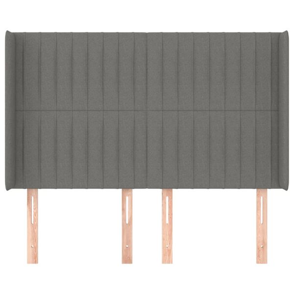 vidaXL Kopfteil mit Ohren Dunkelgrau 147x16x118/128 cm Stoff