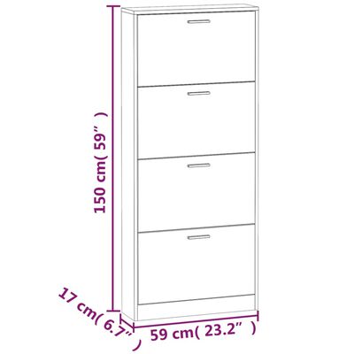 vidaXL Schuhschrank Grau Sonoma 59x17x150 cm Holzwerkstoff