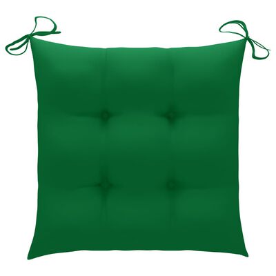 vidaXL Gartenstühle mit Grünen Kissen 3 Stk. Massivholz Teak