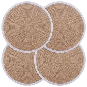 vidaXL Jute Platzsets 4 pcs Nat&uuml;rlich und Wei&szlig; &Oslash; 30 cm 100% Tossa Jute