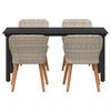 vidaXL Garten Essgruppe mit Kissen 5 pcs Hellgrau Poly-Rattan