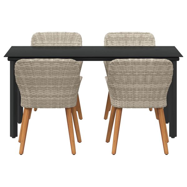 vidaXL Garten Essgruppe mit Kissen 5 pcs Hellgrau Poly-Rattan