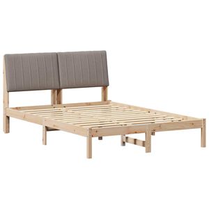 vidaXL Bettrahmen mit Kopfteil Taupe 140 x 200 cm Massives Kiefernholz