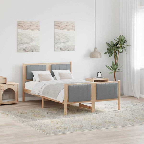 vidaXL Bettgestell Braun und hellgrau 120 x 200 cm Massivholz Kiefer
