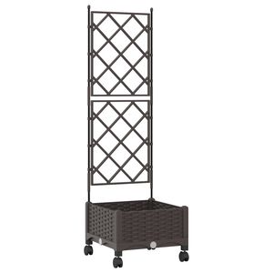 vidaXL Pflanzk&uuml;bel mit Spalier und R&auml;dern Braun 40 x 40 x 131,5 cm PP