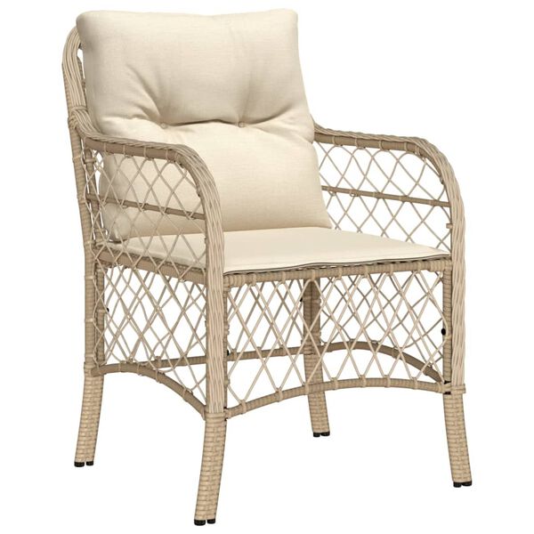 vidaXL 5-tlg. Garten-Essgruppe mit Kissen Beige Poly Rattan