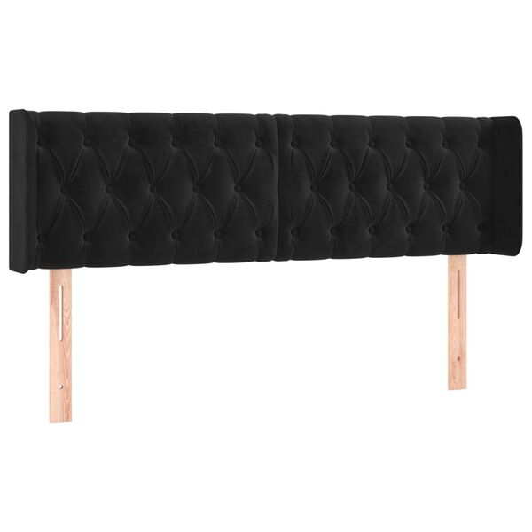 vidaXL LED Kopfteil Schwarz 163x16x78/88 cm Samt