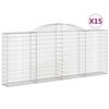 vidaXL Gabionen mit Hochbogen 15 Stk 300x30x120/140cm Verzinktes Eisen