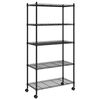 vidaXL Lagerregal mit 5 B&ouml;den und Rollen 75x35x155 cm Schwarz 250 kg