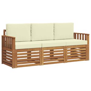vidaXL Sofagarnituren 3 stk. Natur und Creme Massivholz Akazie