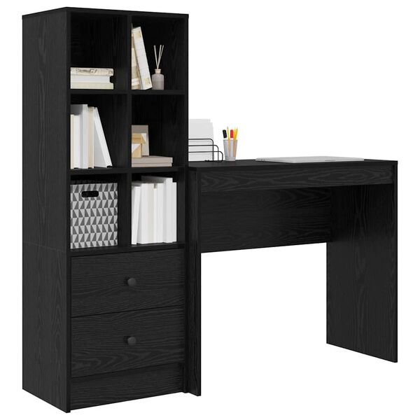 vidaXL Schreibtisch mit Schubladen 2 pcs Schwarz Eichen-Optik