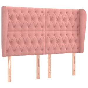 vidaXL Kopfteil mit Ohren Rosa 163x23x118/128 cm Samt