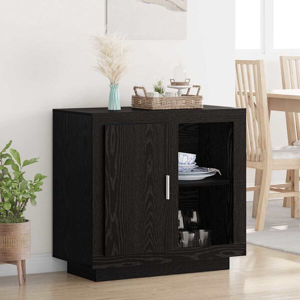 vidaXL Sideboard Schwarz Eichen-Optik 80 x 40 x 75 cm Holzwerkstoff