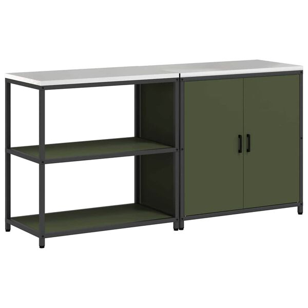vidaXL Aufbewahrungsset f&uuml;r die K&uuml;che mit Regal 2 pcs Olive Gr&uuml;n