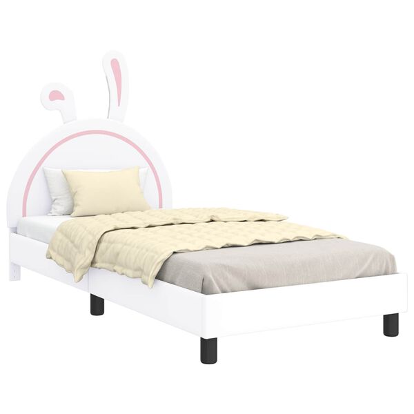 vidaXL Kinderbettgestell mit Kopfteil mit Kopfteil Wei&szlig; 80 x 200 cm PU