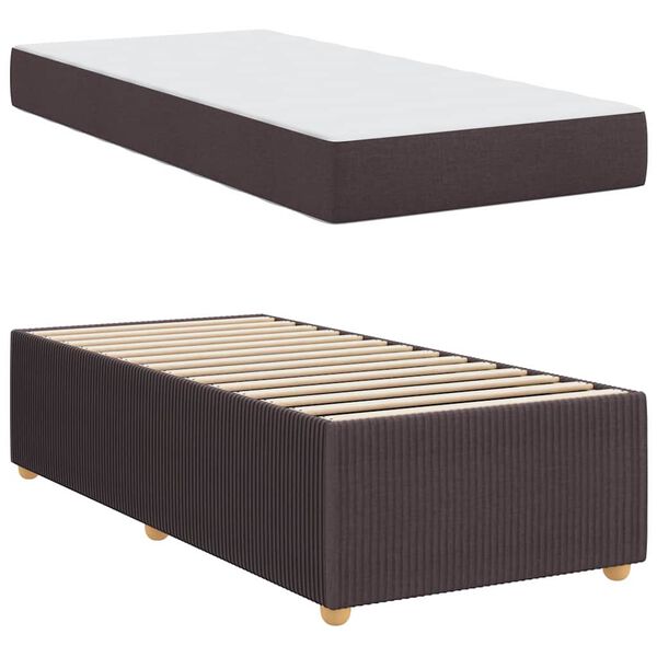 vidaXL Bettrahmen mit Matratze Dunkelbraun 100 x 200 cm Stoff