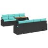 vidaXL Garten-Sofa-Set mit Speicher 9 pcs Schwarz Poly Rattan