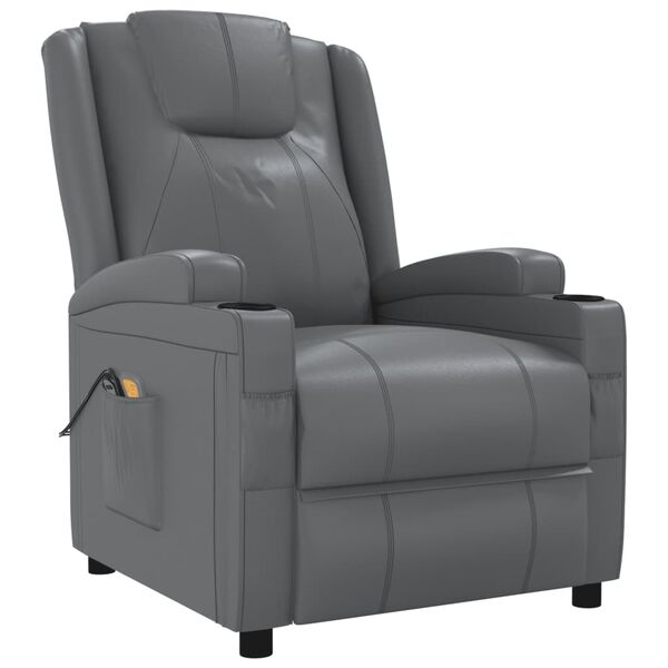 vidaXL Massagesessel mit Aufstehhilfe Anthrazit Kunstleder