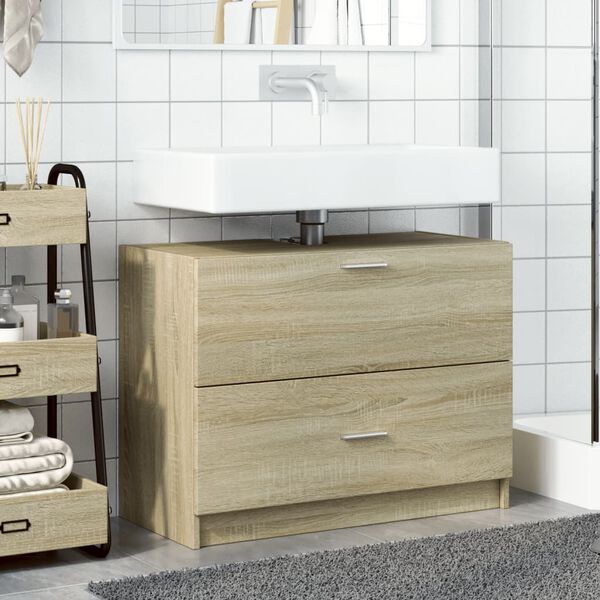 vidaXL Waschbeckenunterschrank Sonoma-Eiche 78x37x59 cm Holzwerkstoff