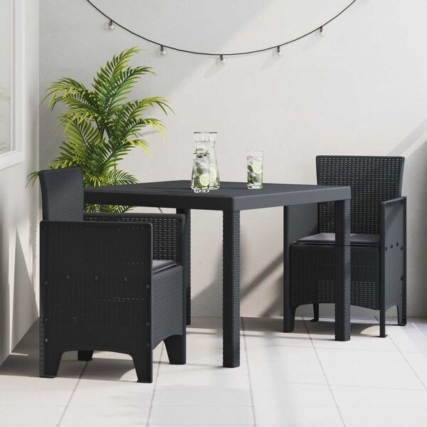vidaXL Garten Essgruppe 3 pcs Anthrazit Polypropylen