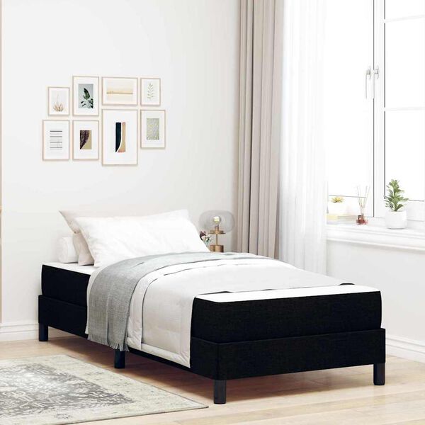 vidaXL Boxspringbett mit Matratze Schwarz 90 x 200 cm Stoff
