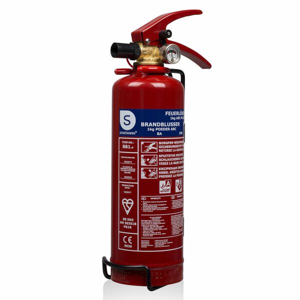 Smartwares Pulver-Feuerl&ouml;scher BB1 1 kg Klasse ABC Stahl 10.018.56