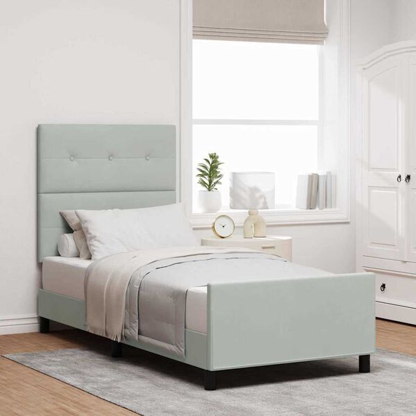 vidaXL Boxspringbett mit Kopfteil Hellgrau 100 x 200 cm Samt