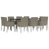 vidaXL 11-tlg. Garten-Essgruppe mit Kissen Schwarz & Grau Poly Rattan