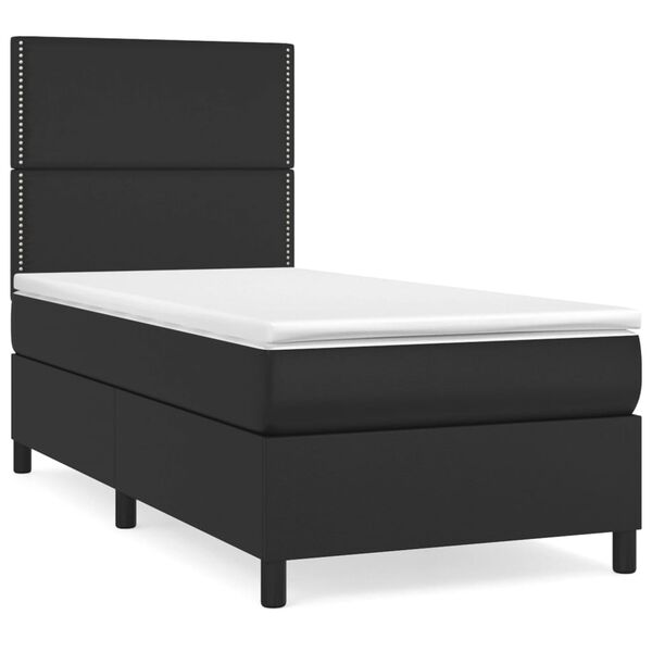 vidaXL Boxspringbett mit Matratze Schwarz 100x200 cm Kunstleder