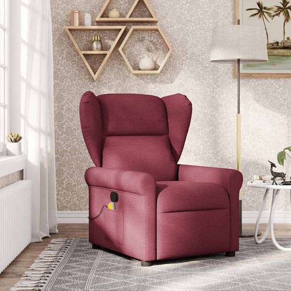vidaXL Massagesessel Weinrot Stoff