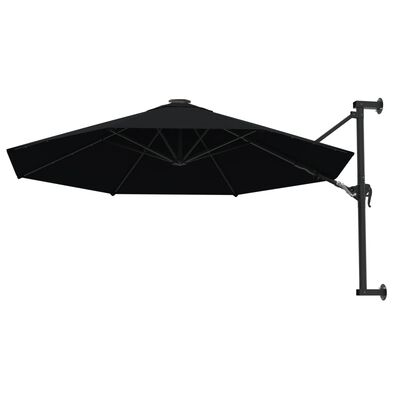 vidaXL Sonnenschirm zur Wandmontage mit Metall-Mast 300 cm Schwarz