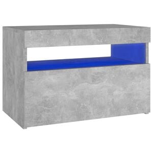 vidaXL Nachttisch mit LED-Leuchten Betongrau 60x35x40 cm