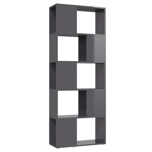 vidaXL B&uuml;cherregal Raumteiler Hochglanz-Grau 60x24x155 cm