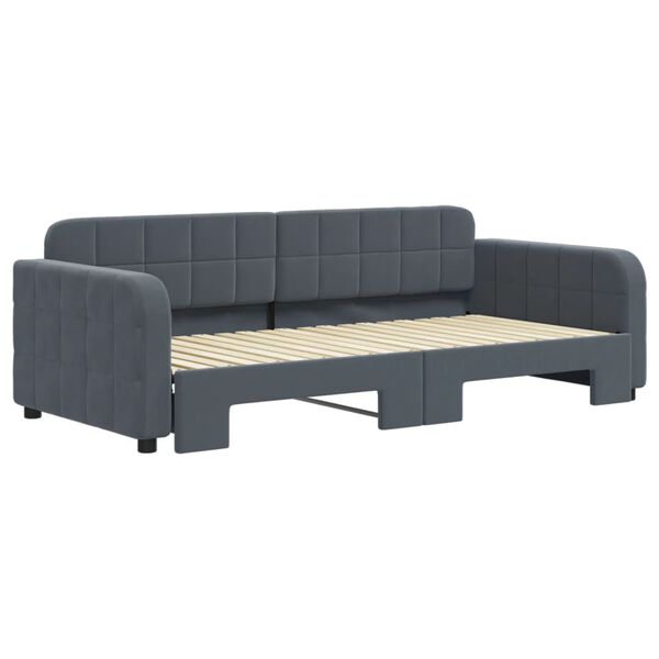 vidaXL Tagesbett Ausziehbar Dunkelgrau 90x190 cm Samt