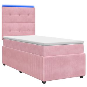vidaXL LED Boxspringbett mit Matratze Rosa 80 x 200 cm Samt