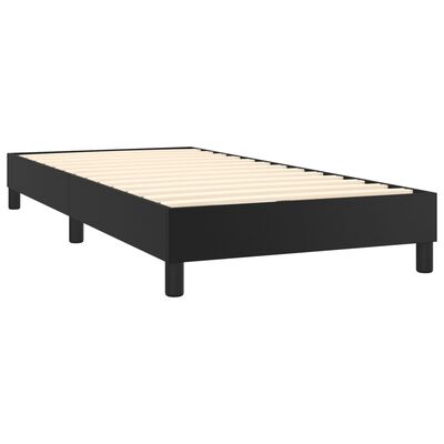 vidaXL Boxspringbett mit Matratze & LED Schwarz 90x200 cm Kunstleder