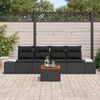 vidaXL Garten-Sofa-Set mit Kissen 5 pcs Schwarz Poly Rattan